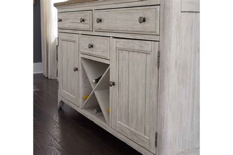 Add country casual charm to your kitchen or dining room with the farmhouse buffet and hutch by simple living. Aberdeen Farmhouse Style Antique White Storage Dining ...
