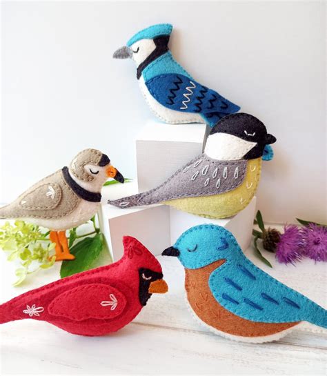 Set Of 5 Felt Bird Sewing Patterns The Yellow Birdhouse