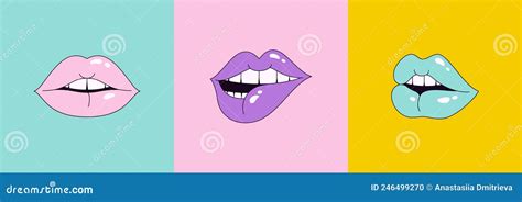Mouths With Different Shades Of Lipsticks Vector Illustration