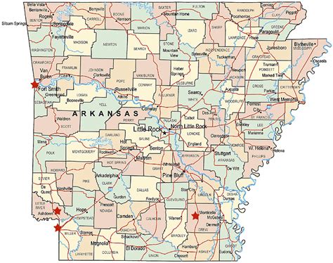 Arkansas Big Cities Map