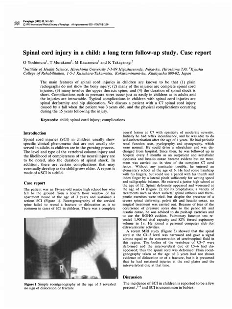 Pdf Spinal Cord Injury In A Child A Long Term Follow Up Study Case