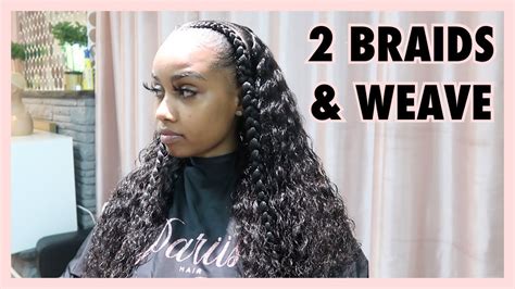 Two Feed In Braids + Sew In Combination - YouTube