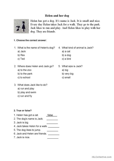 Simple Reading Comprehension Text Ab English Esl Worksheets Pdf And Doc
