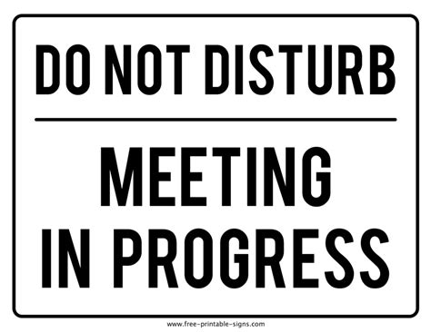Printable Meeting In Progress Sign Free Printable Signs