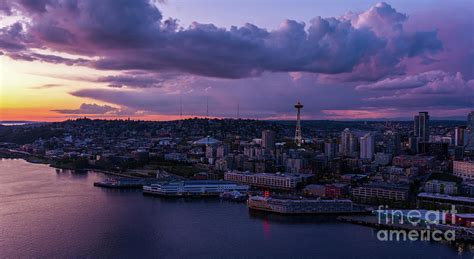 Over Seattle Space Needle Sunset Clouds Photograph By Mike Reid Fine