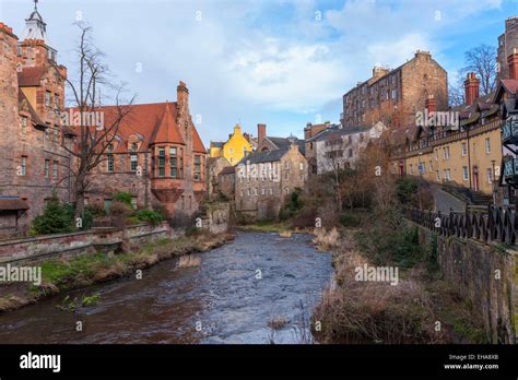 The Water Of Leith Flowing Through Dean Village In Edinburgh Stock