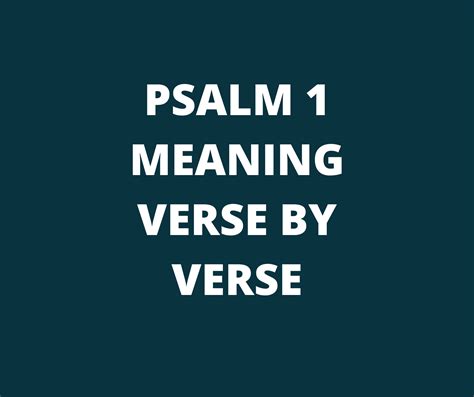 Psalm 1 Meaning Verse By Verse Prayer Points