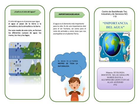 Tríptico Sobre La Importancia Del Agua El Agua Es El Elemento Más