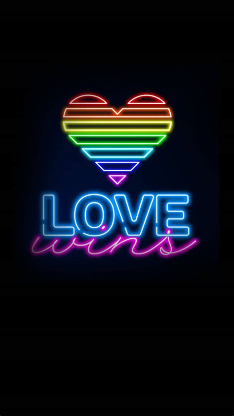 Download Neon Love Wins Sign Lgbt Phone Wallpaper