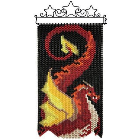 Beading on cross stitch fabric, patterns. Herrschners | Beaded banners, Pony bead crafts, Peyote ...