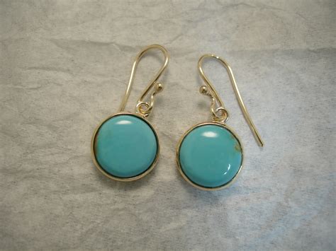Matched Kingman Turquoise Handmade Gold Earrings Christopher William