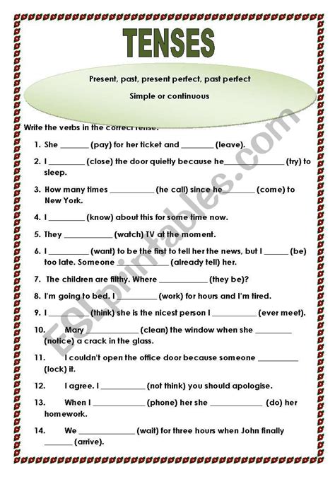 Tenses Esl Worksheet By Hannale