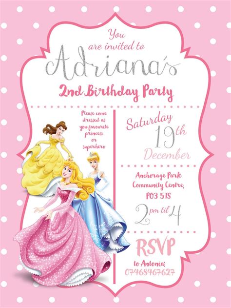 Disney Princess Birthday Invitations Printable Digital Etsy
