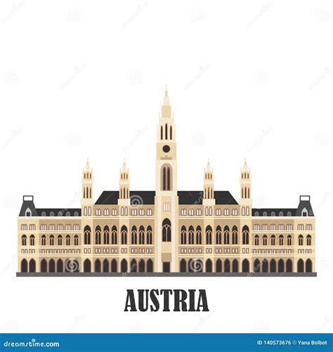 City Hall In Vienna Austria Stock Vector Illustration Of Monument