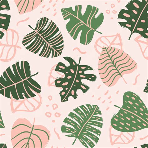 Seamless Pattern With Tropical Leaves Background Seamless Pattern