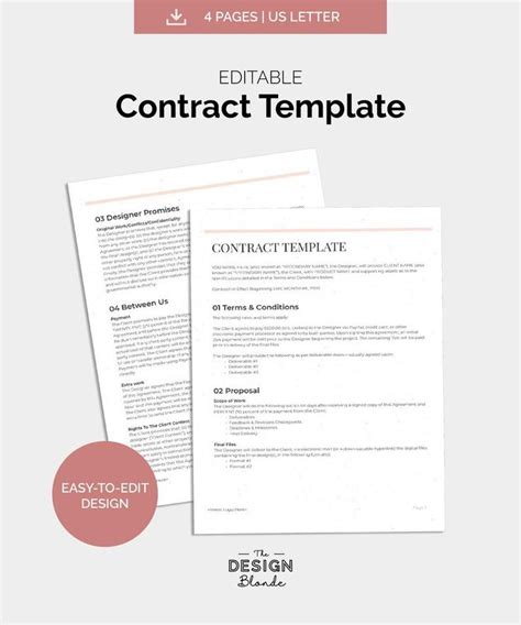 Freelance Contract Template Graphic Designer Client Contract Etsy