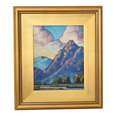 William Hawkins Listed Artist Southwestern Mountain And Puffy Clouds Oil