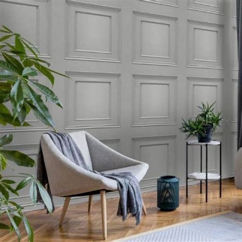 Oliana Wood Panel Effect Wallpaper Grey Belgravia Decorating Centre