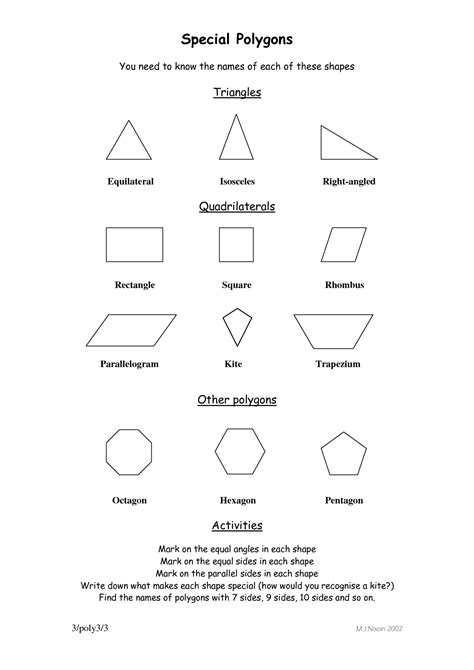 Special Polygons | Polygon shape, Shapes worksheets, Polygon