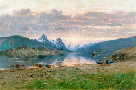 Abendstimmung über Norwegischem Fjord Gemälde Von Adelsteen Normann Als