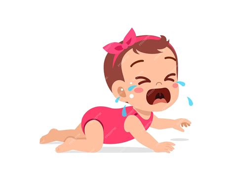 Premium Vector Cute Little Baby Girl Show Sad Expression And Cry