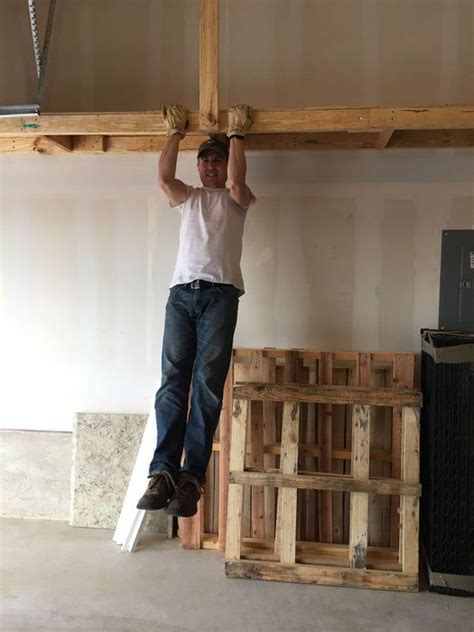 By building a simple platform and then attaching it to the ceiling structure using a pulley system, adequate storage is created in an out of the way location, but is also conveniently accessed when needed. Pin on Garage organization