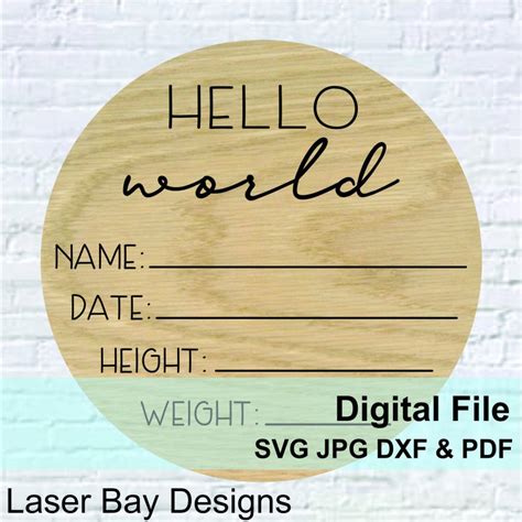 Hello World Sign Digital Cut File Laser Wood Cutting Svg Pdf Etsy