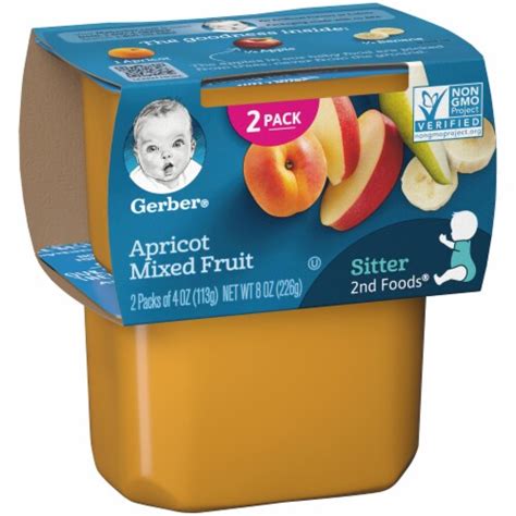 Gerber 2nd Foods Apricot Mixed Fruit Stage 2 Baby Food 2 Ct 4 Oz