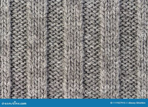 Knitting Vertical Striped Gray Knit Fabric Texture Knitted Pattern