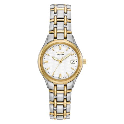 citizen eco drive silhouette ladies two tone bracelet watch at fraser hart