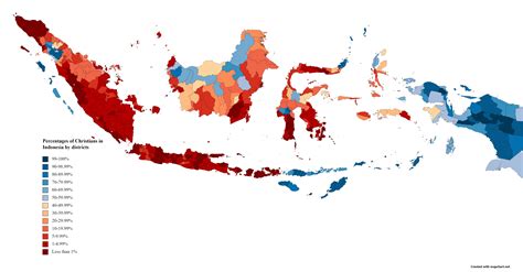 percentages of christians in indonesia by districts r mapporn