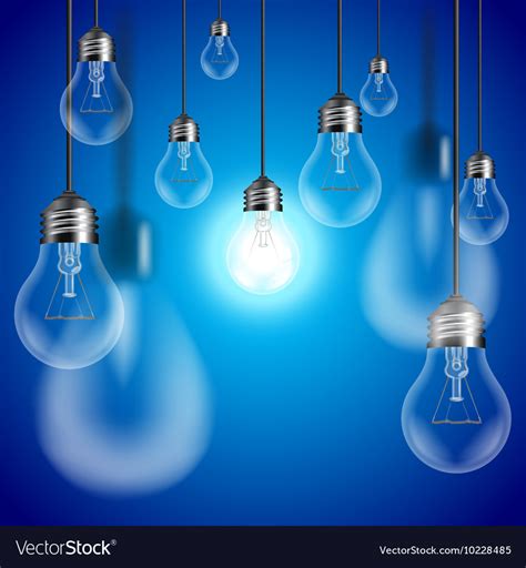 Light Bulbs On Blue Background Royalty Free Vector Image
