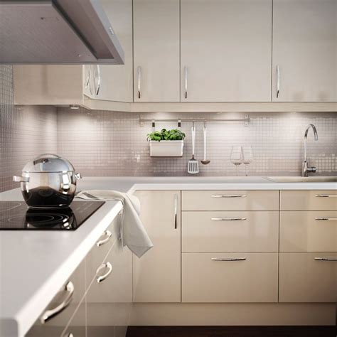 Glossy white cabinets will be great for your kitchen. FAKTUM kitchen with ABSTRAKT yellow-white high-gloss doors ...