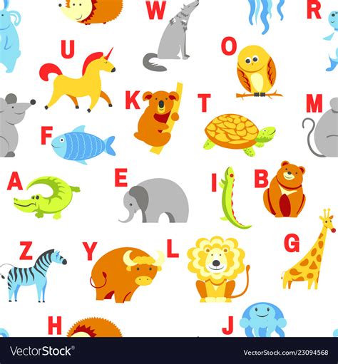 Alphabet Animals And Letters Study Material For Vector Image
