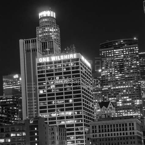 The One Wilshire Building At Night Black And White Pictures