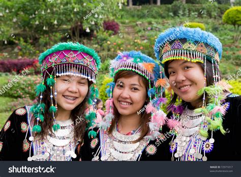 Golden Triangle Region, Thailand - October 23: Young Hmong Hill Tribe Girls In Traditional ...
