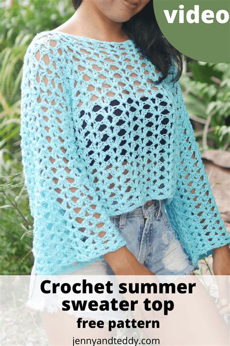 Easy Summer Crochet Sweater Pattern Free Video Tutorial Jennyandteddy