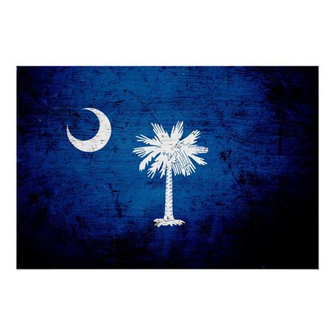 The Flag Of South Carolina With A Palm Tree And Crescent Moon