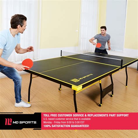 MD Sports Official Size Table Tennis Table Black Yellow MD Sports