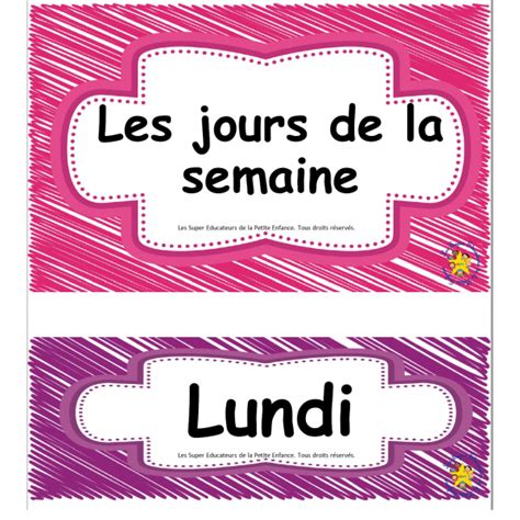 Les Jours De La Semaine French Lessons Teaching French Daycare