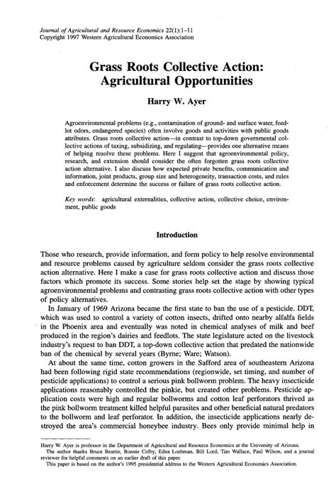 Pdf Grass Roots Collective Action Agricultural Opportunities