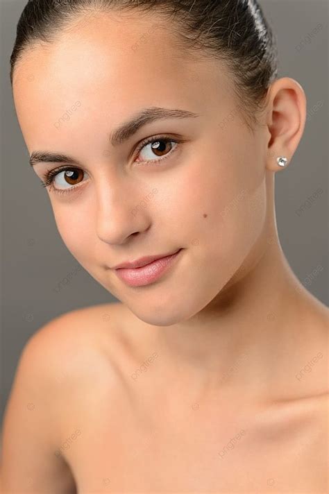 Teenage Girl Bare Shoulders Skin Care Beauty Close Up Gray Shoulders