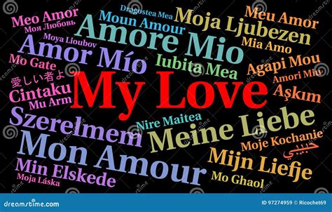 My Love Word Cloud In Different Languages Stock Illustration