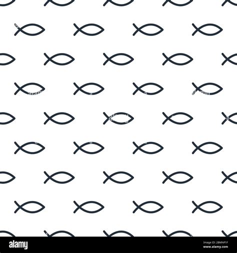 Jesus Christian Fish Horizontal White Seamless Pattern With Linear
