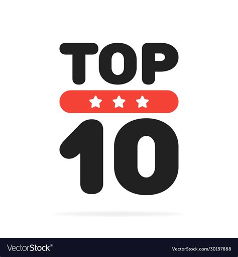 Top Ten 10 Red And Black Circle Badge Icon Vector Image
