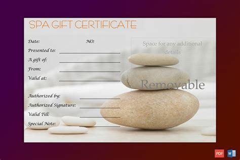 A Simple Day At The Spa T Certificate Template Spa T Certificate T Certificate