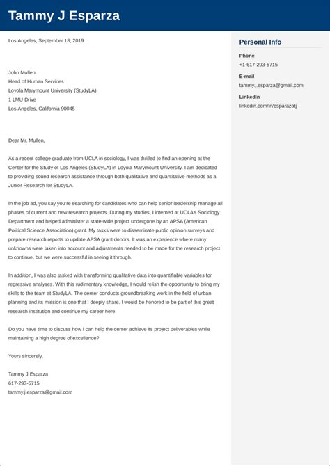 Research Assistant Cover Letter No Experience And Mid Level Examples