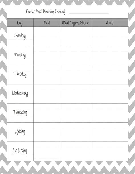 Week menu is designed in a simple way and contains main parts. Weekly Menu Template