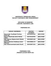 Exercise Law Docx Universiti Teknologi Mara Faculty Business And