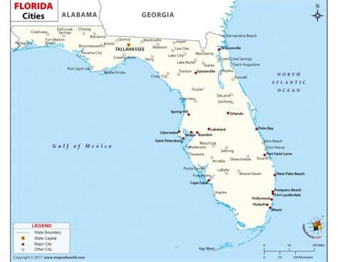 Buy Printed Florida Cities Map